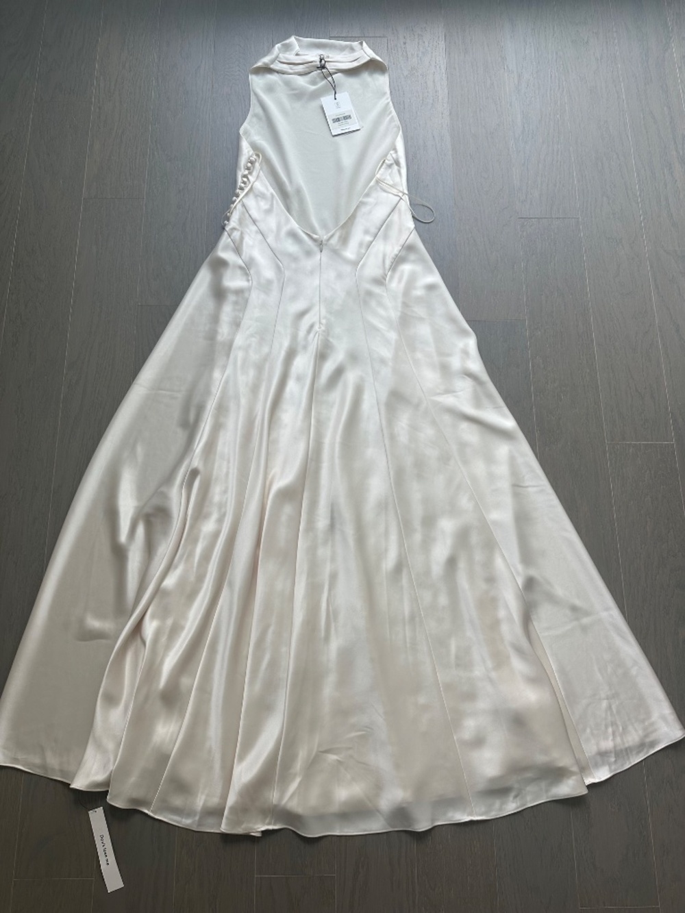 Reformation ROY Satin Wedding Dress Halter Gown Fior Di Latte Ivory With Tags 8 - Picture 3 of 15